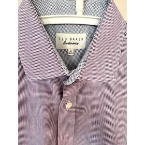 Ted Baker Endurance Men’s Dress Shirt 16 32/33 Purple Check Cotton Button Front
